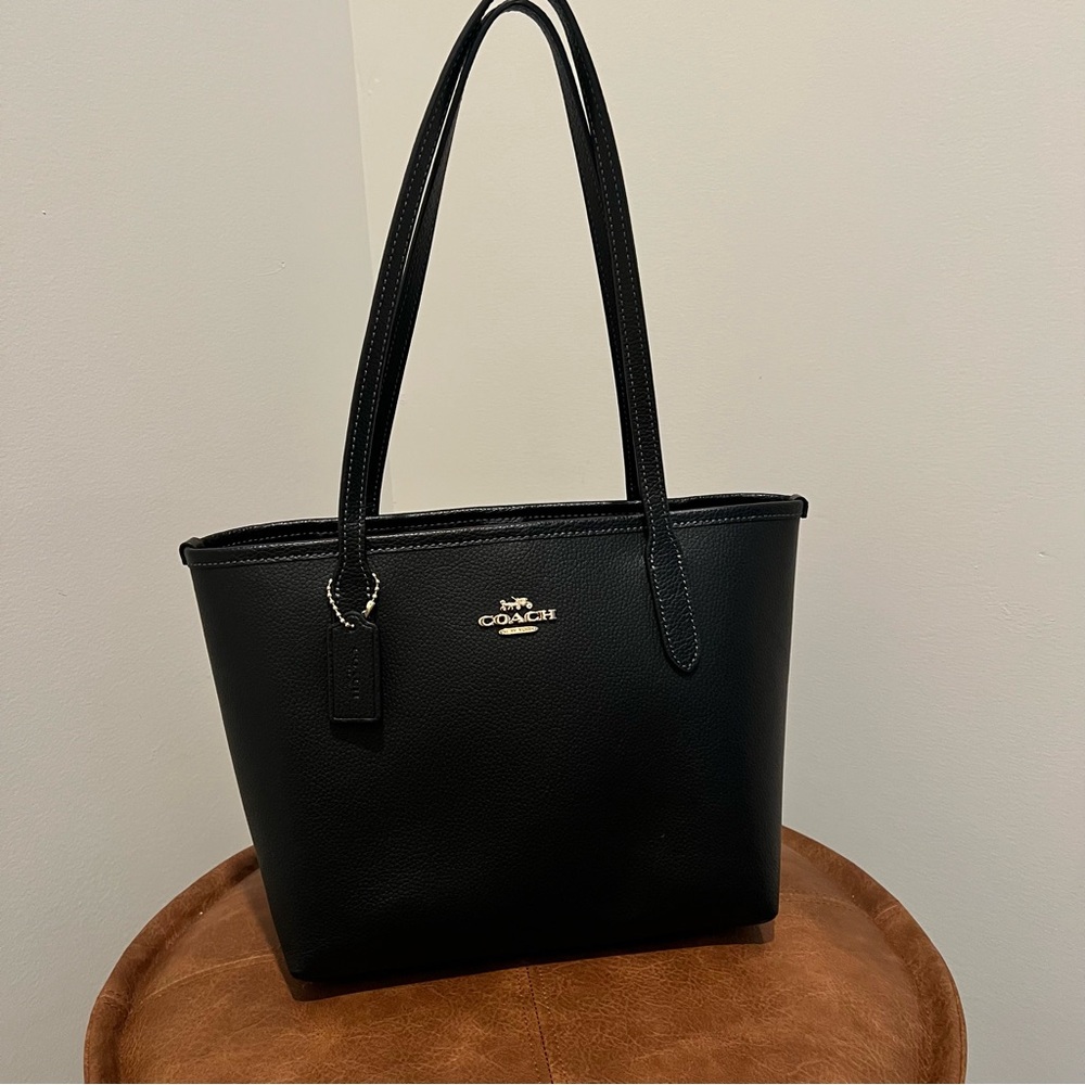 Coach Black Leather Tote Bag